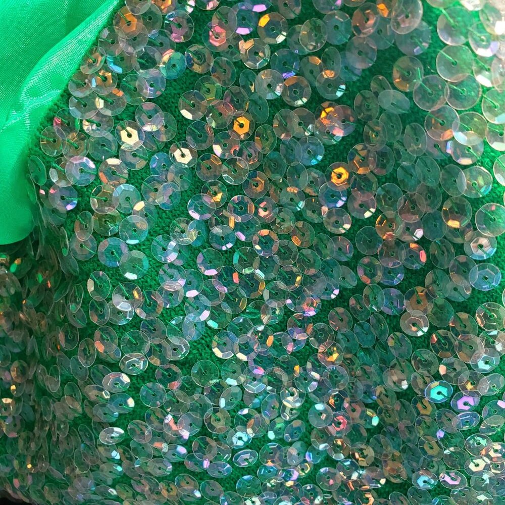Vintage Sequin Beaded Green Skirt Set Size L 60s NWOT Cocktail Evening Wear - Picture 13 of 13